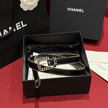 Chanel Belt Calfskin Metal Black Gold 2.8cm