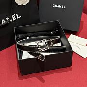 Chanel Belt Calfskin Metal Black Silver 2.8cm - 1