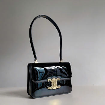 Celine Teen Garance Bag In Patent Calfskin Black - 18.5x13.5x7cm