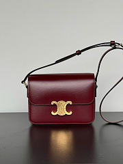 Celine Teen Triomphe Bag In Shiny Calfskin Teen Burgundy - 18.5x13.5x7cm - 1