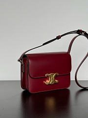 Celine Teen Triomphe Bag In Shiny Calfskin Teen Burgundy - 18.5x13.5x7cm - 6