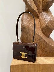 Celine Teen Garance Bag In Patent Calfskin Dark Brown - 18.5x13.5x7cm - 4