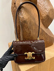 Celine Teen Garance Bag In Patent Calfskin Dark Brown - 18.5x13.5x7cm - 2