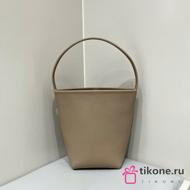 The Row Small N/S Park Tote Bag in Grained Dark Taupe - 25x22x12cm - 1