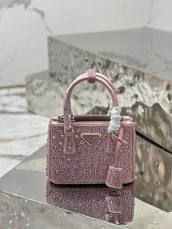 Prada Galleria Satin Mini-bag With Crystals Pink Size 20x14.5x9.5cm