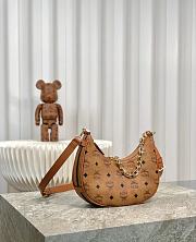 MCM Aren Crescent Hobo In Visetos Brown - 7x24x19cm - 4