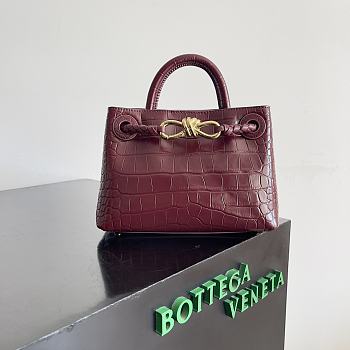 Bottega Veneta Mini Andiamo Croc Leather Burgundy - 22x9x15.5cm