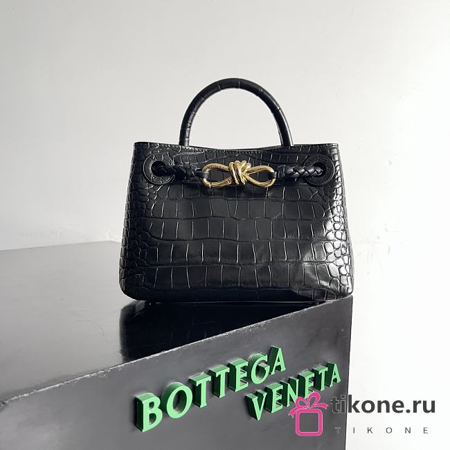 Bottega Veneta Mini Andiamo Croc Leather Black - 22x9x15.5cm - 1