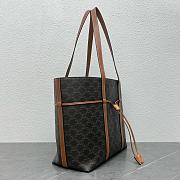 Celine Cabas Drawstring Bag in Triomphe Canvas and Calfskin Brown - 45x34x30cm - 2