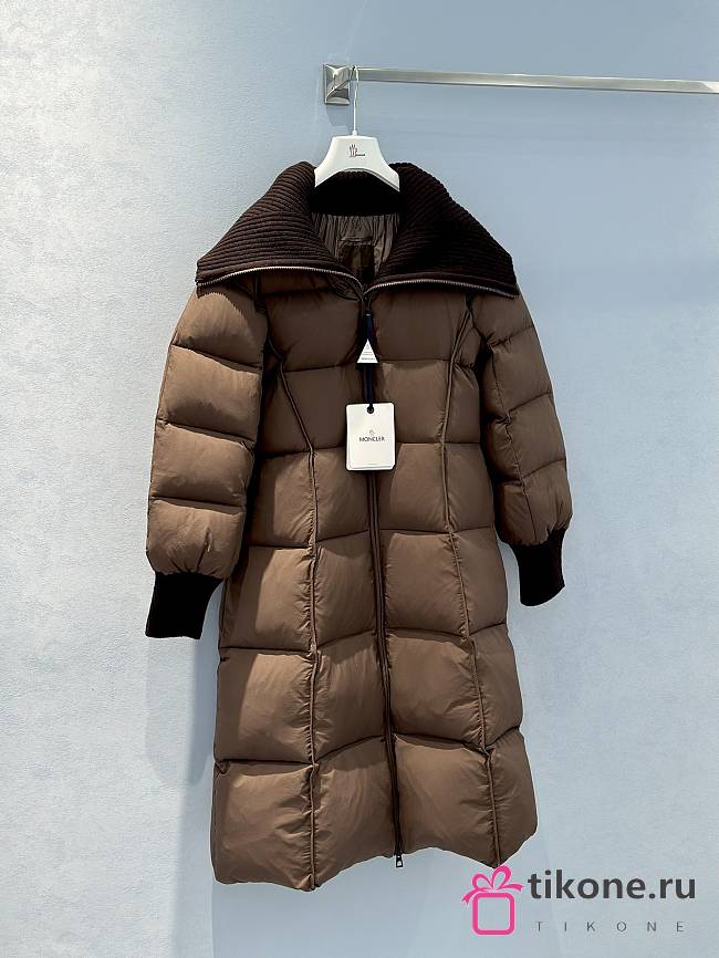 Moncler Brerelle Long Down Jacket Brown - 1