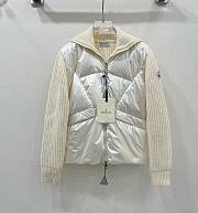 Moncler Diagonal Quilted Padded Wool Zip Up Cardigan White - 1