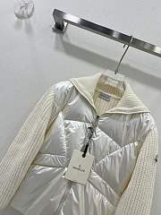 Moncler Diagonal Quilted Padded Wool Zip Up Cardigan White - 3