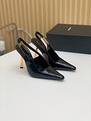 YSL Lee Slingback Pumps In Glazed Leather Black 11cm - 1