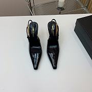 YSL Lee Slingback Pumps In Glazed Leather Black 11cm - 5