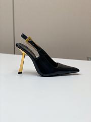 YSL Lee Slingback Pumps In Glazed Leather Black 11cm - 4