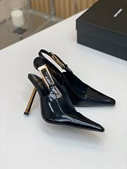 YSL Lee Slingback Pumps In Glazed Leather Black 11cm - 2