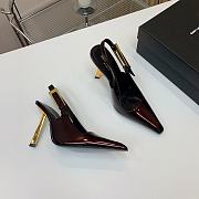 YSL Lee Slingback Pumps In Patent Leather Burgundy 11cm - 6