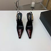 YSL Lee Slingback Pumps In Patent Leather Burgundy 11cm - 5