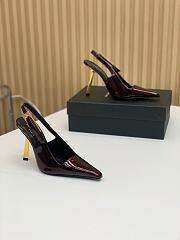 YSL Lee Slingback Pumps In Patent Leather Burgundy 11cm - 4