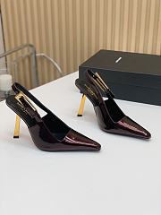 YSL Lee Slingback Pumps In Patent Leather Burgundy 11cm - 3