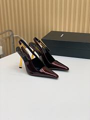 YSL Lee Slingback Pumps In Patent Leather Burgundy 11cm - 2