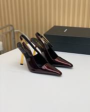 YSL Lee Slingback Pumps In Patent Leather Burgundy 11cm - 1