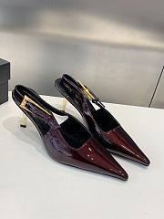 YSL Lee Slingback Pumps In Patent Leather Burgundy 7.5cm - 1