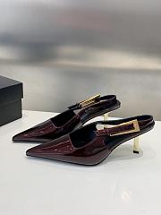 YSL Lee Slingback Pumps In Patent Leather Burgundy 7.5cm - 5