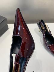 YSL Lee Slingback Pumps In Patent Leather Burgundy 7.5cm - 2