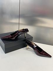 YSL Lee Slingback Pumps In Patent Leather Burgundy 7.5cm - 3