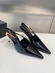 YSL Lee Slingback Pumps In Glazed Leather Black 7.5cm - 1