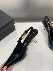 YSL Lee Slingback Pumps In Glazed Leather Black 7.5cm - 6