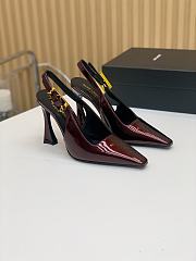 YSL Dune Slingback Pumps In Patent Leather Burgundy 11cm - 1