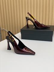 YSL Dune Slingback Pumps In Patent Leather Burgundy 11cm - 6