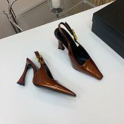 YSL Dune Slingback Pumps In Patent Leather Brown 11cm - 6