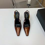 YSL Dune Slingback Pumps In Patent Leather Brown 11cm - 4