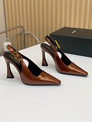 YSL Dune Slingback Pumps In Patent Leather Brown 11cm - 3