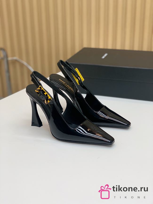 YSL Dune Slingback Pumps In Patent Leather Black 11cm - 1