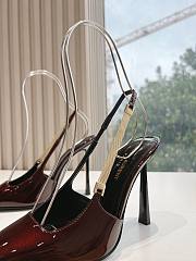 YSL Blake Slingback Pumps In Patent Leather Burgundy 11cm - 6