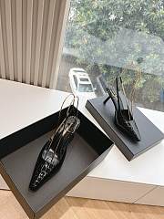 YSL Blake Slingback Pumps In Crocodile Embossed Leather Black 7.5cm - 5