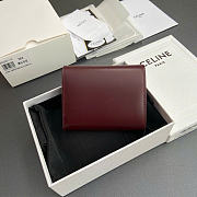 Celine Small Flap Wallet Triomphe In Shiny Calfskin Burgundy - 10.5x8.5x4cm - 6