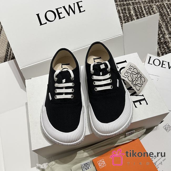 Loewe Terra Vulca Lace Up Sneaker In Canvas Black  - 1