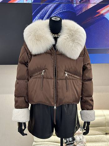 Maxmara Cropped Down Jacket Brown