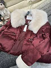 Maxmara Cropped Down Jacket Red - 4