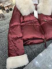 Maxmara Cropped Down Jacket Red - 2