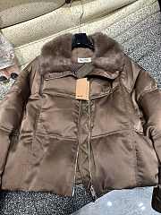 Miumiu Cropped Down Jacket Brown - 4