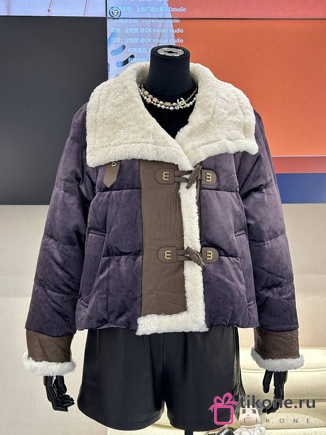 Miumiu Cropped Down Jacket Purple - 1