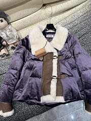 Miumiu Cropped Down Jacket Purple - 4