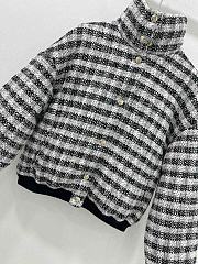 Chanel Cropped Down Jacket Tweed Black 15494 - 2