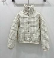 Chanel Cropped Down Jacket Tweed White 15495 - 1